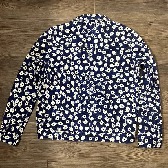 Kate Spade Saturday Blue Poppy Floral Denim Jacket Size XS - Picture 6 of 7